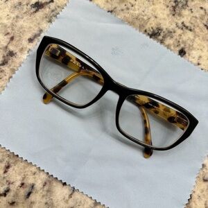 Prada Black Front Eyeglasses with Tortoiseshell Temples